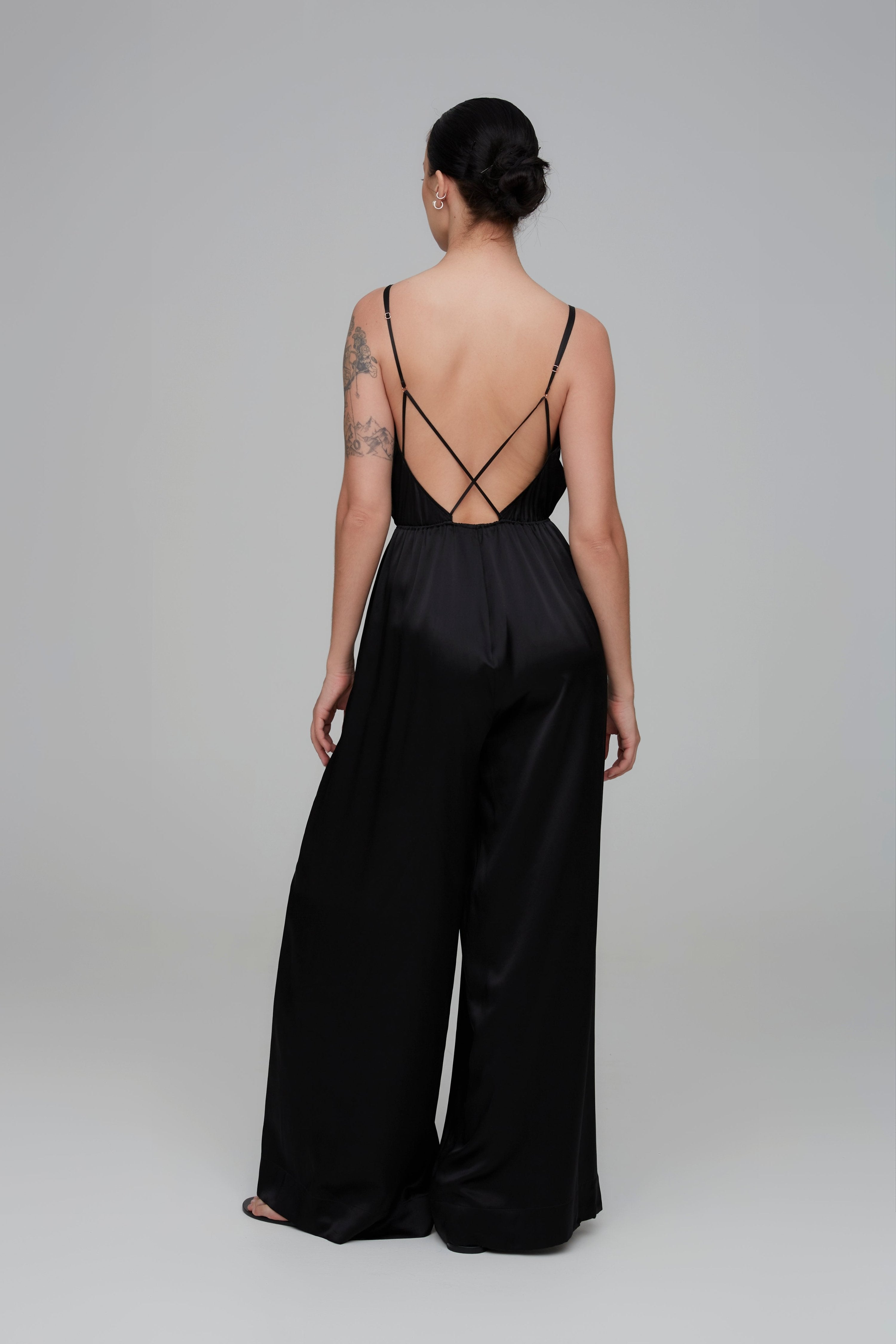 Black romper long pants hotsell